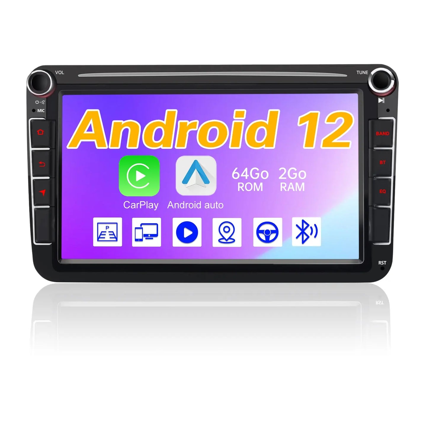 AWESAFE Radio Android pour NW Golf 5 Golf.6 Skoda Seat Construit en Carplay intégré/Android Auto SWC GPS Bluetooth WiFi RDS FM Radio AWESAFE