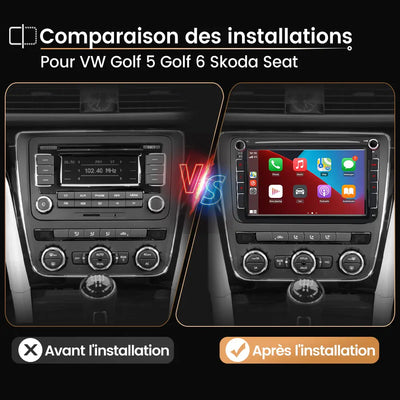 AWESAFE Radio Android pour NW Golf 5 Golf.6 Skoda Seat Construit en Carplay intégré/Android Auto SWC GPS Bluetooth WiFi RDS FM Radio AWESAFE