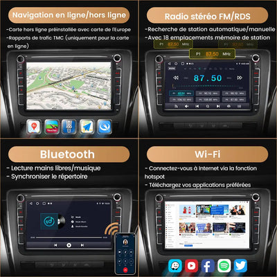 AWESAFE Radio Android pour NW Golf 5 Golf.6 Skoda Seat Construit en Carplay intégré/Android Auto SWC GPS Bluetooth WiFi RDS FM Radio AWESAFE