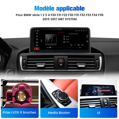 AWESAFE Radio Android pour avec les modèles BMW série 1, 2, 3 et 4 (F20,F21, F22,F30,F31, F32,F33, F34,F36)de 2013 à 2017 équipés du système NBT Built in Carplay intégré/Android Auto SWC GPS Bluetooth WiFi RDS FM Radio AWESAFE