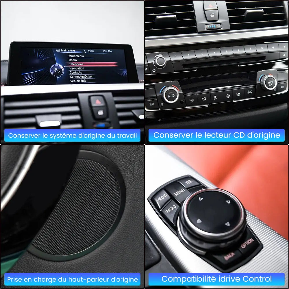 AWESAFE Radio Android pour avec les modèles BMW série 1, 2, 3 et 4 (F20,F21, F22,F30,F31, F32,F33, F34,F36)de 2013 à 2017 équipés du système NBT Built in Carplay intégré/Android Auto SWC GPS Bluetooth WiFi RDS FM Radio AWESAFE