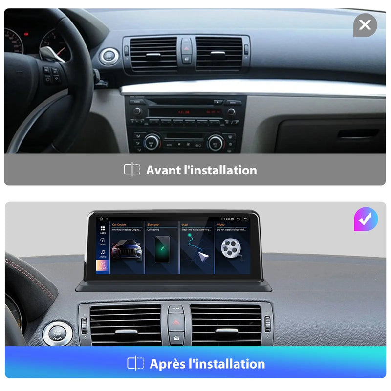 AWESAFE Radio Android pour Voiture Sans Ecran d'origine Autoradio Pour BMW Série 1 E81 E82 E87 E88 2005-2012 Built in Carplay intégré/Android Auto SWC GPS Bluetooth WiFi RDS FM Radio AWESAFE