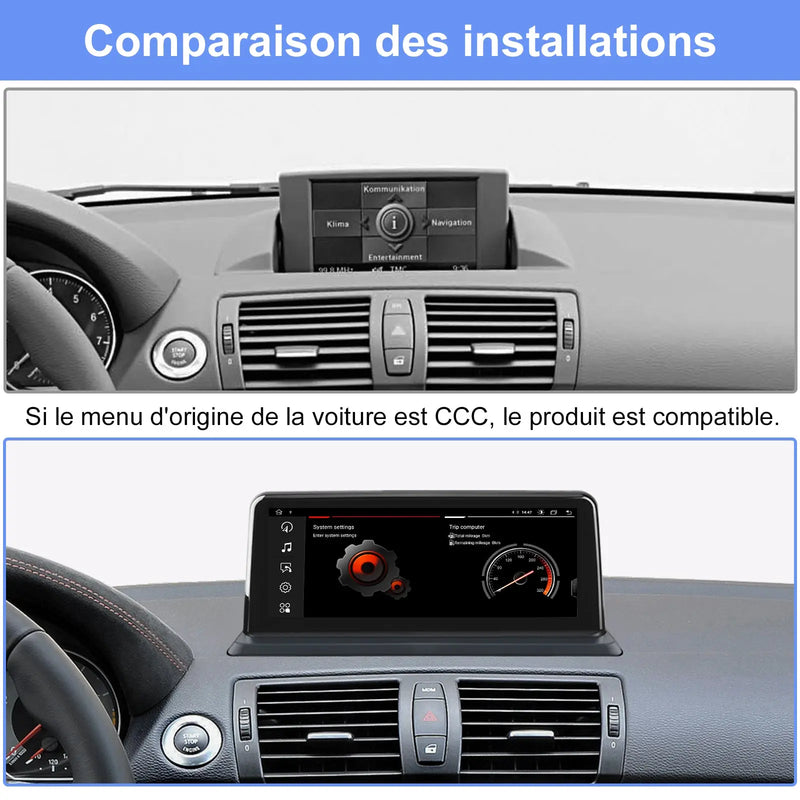 AWESAFE Radio Android pour BMW Série 1 E81 E82 E87 E88 2005-2012 Construit en Carplay intégré/Android Auto SWC GPS Bluetooth WiFi RDS FM Radio AWESAFE