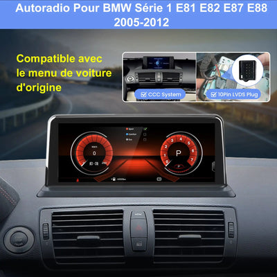 AWESAFE Radio Android pour BMW Série 1 E81 E82 E87 E88 2005-2012 Construit en Carplay intégré/Android Auto SWC GPS Bluetooth WiFi RDS FM Radio AWESAFE