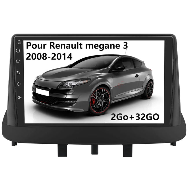 AWESAFE Radio Android pour Renault Megane 3 2008-2014 Construit en Carplay intégré/Android Auto SWC GPS Bluetooth WiFi RDS FM Radio AWESAFE