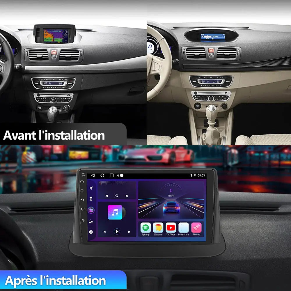 AWESAFE Radio Android pour Renault Megane 3 2008-2014 Construit en Carplay intégré/Android Auto SWC GPS Bluetooth WiFi RDS FM Radio AWESAFE