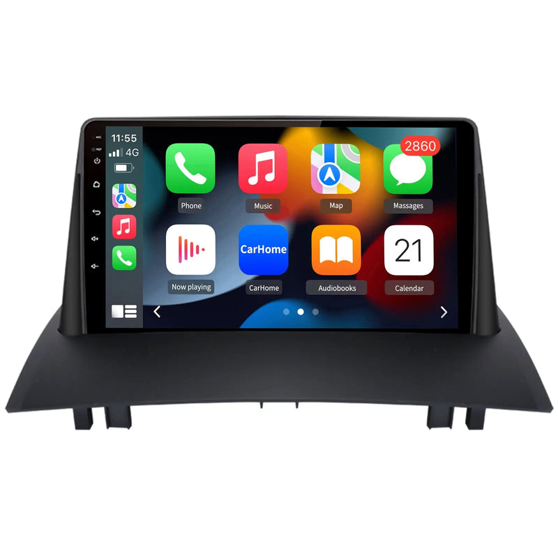 AWESAFE Radio Android pour Mégane 2 2002-2009 Construit en Carplay intégré/Android Auto SWC GPS Bluetooth WiFi RDS FM Radio AWESAFE