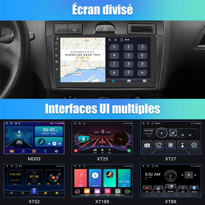 AWESAFE Radio Android pour Mégane 2 2002-2009 Construit en Carplay intégré/Android Auto SWC GPS Bluetooth WiFi RDS FM Radio AWESAFE