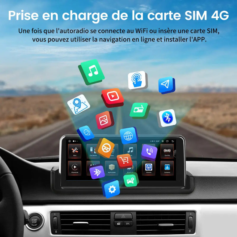 AWESAFE Radio Android pour BMW série 3 E90 E91 E92 E93 2005-2012 Construit en Carplay intégré/Android Auto SWC GPS Bluetooth WiFi RDS FM Radio AWESAFE