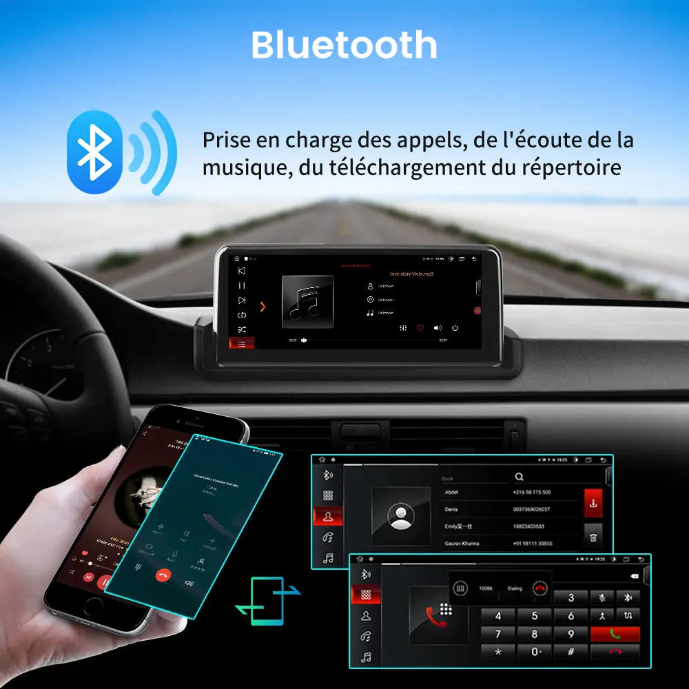 AWESAFE Radio Android pour BMW série 3 E90 E91 E92 E93 2005-2012 Construit en Carplay intégré/Android Auto SWC GPS Bluetooth WiFi RDS FM Radio AWESAFE