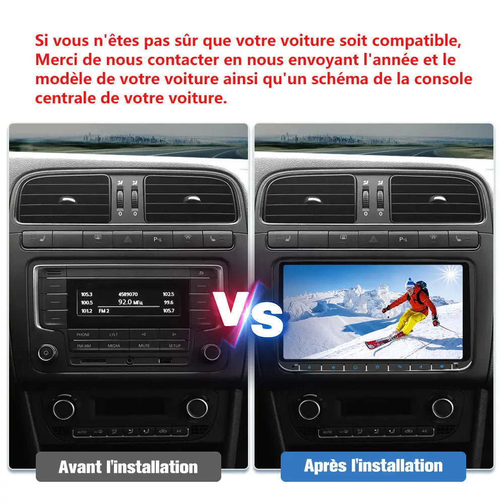 AWESAFE Radio Android pour Volkswagen Construit en Carplay intégré/Android Auto SWC GPS Bluetooth WiFi RDS FM Radio AWESAFE