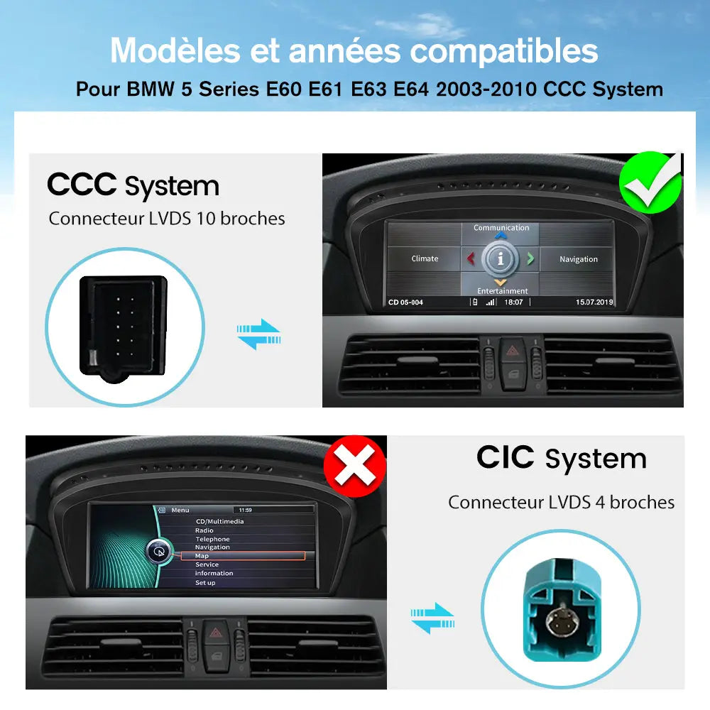 AWESAFE Radio Android pour BMW Construit en Carplay intégré/Android Auto SWC GPS Bluetooth WiFi RDS FM Radio AWESAFE