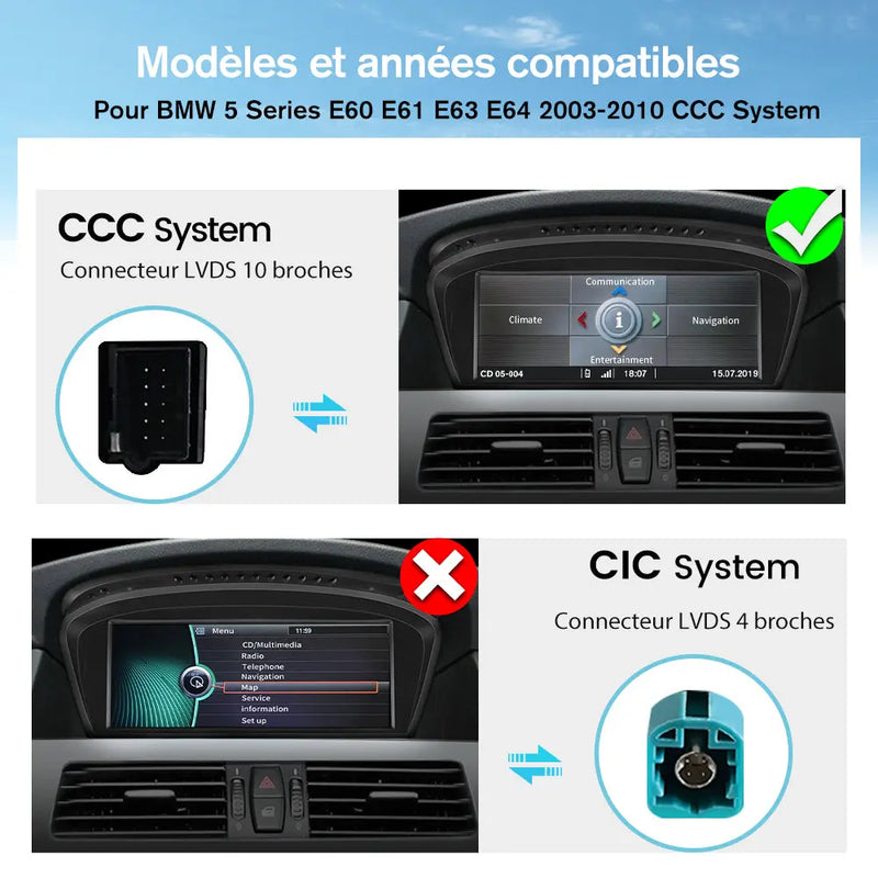 AWESAFE Radio Android pour BMW Construit en Carplay intégré/Android Auto SWC GPS Bluetooth WiFi RDS FM Radio AWESAFE