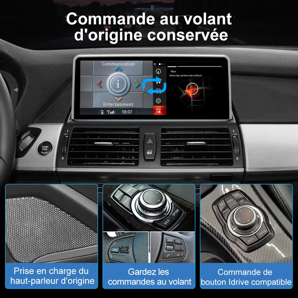 AWESAFE Radio Android pour BMW X5 E70 X6 E712007-2009 CCC Construit en Carplay intégré/Android Auto SWC GPS Bluetooth WiFi RDS FM Radio AWESAFE