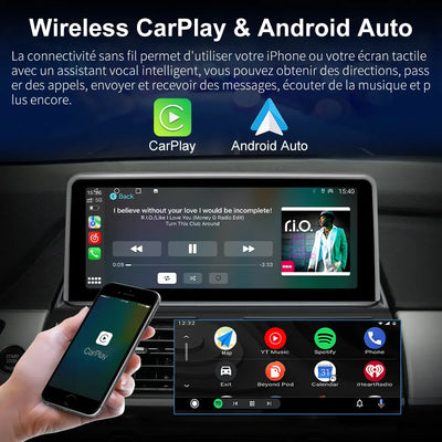 AWESAFE Radio Android pour BMW X5 E70 X6 E712007-2009 CCC Construit en Carplay intégré/Android Auto SWC GPS Bluetooth WiFi RDS FM Radio AWESAFE