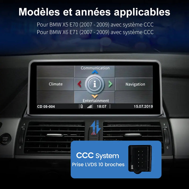 AWESAFE Radio Android pour BMW X5 E70 X6 E712007-2009 CCC Construit en Carplay intégré/Android Auto SWC GPS Bluetooth WiFi RDS FM Radio AWESAFE