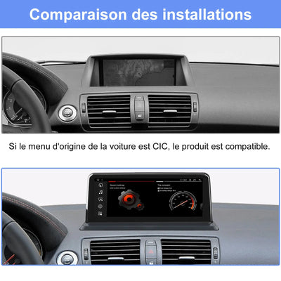 AWESAFE Radio Android Autoradio Pour BMW Série 1 E81 E82 E87 E88 2005-2012 Carplay intégré/Android Auto SWC GPS Bluetooth WiFi RDS Radio FM AWESAFE