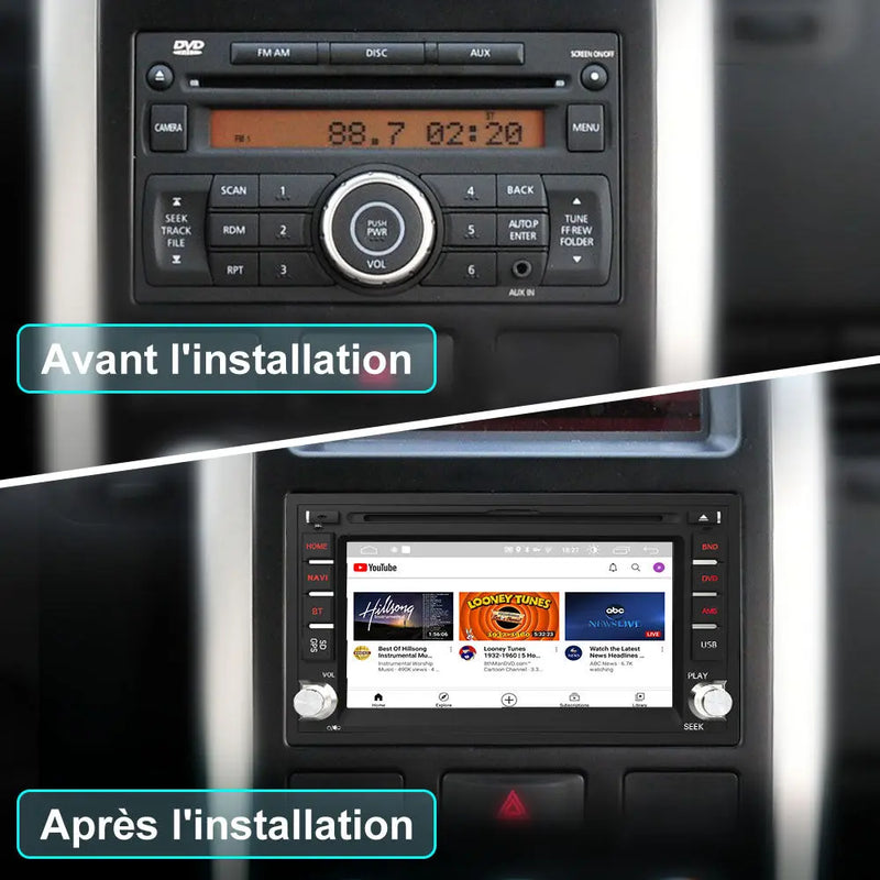 AWESAFE Radio Android Carplay intégré/Android Auto SWC GPS Bluetooth WiFi RDS Radio FM AWESAFE