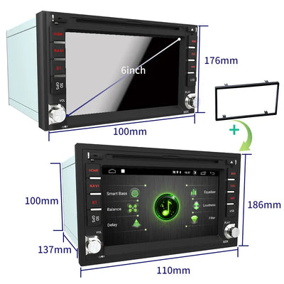 AWESAFE Radio Android Carplay intégré/Android Auto SWC GPS Bluetooth WiFi RDS Radio FM AWESAFE