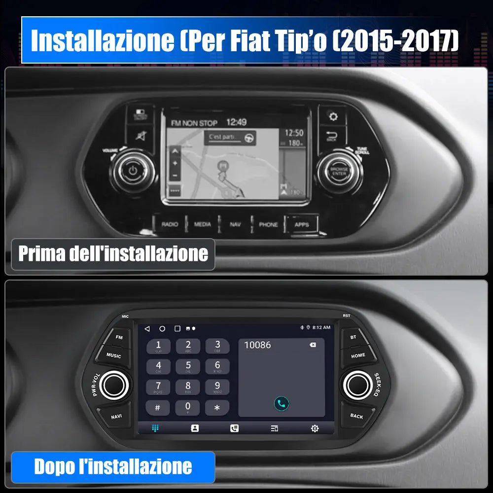 AWESAFE 7 Pollici Android 12 Autoradio per Fiat Tipo Aegea Egea (2015-2017) Car Radio con CarPlay/Android Auto Touchscreen GPS Bluetooth WIFI FM RDS Comandi al Volante AWESAFE