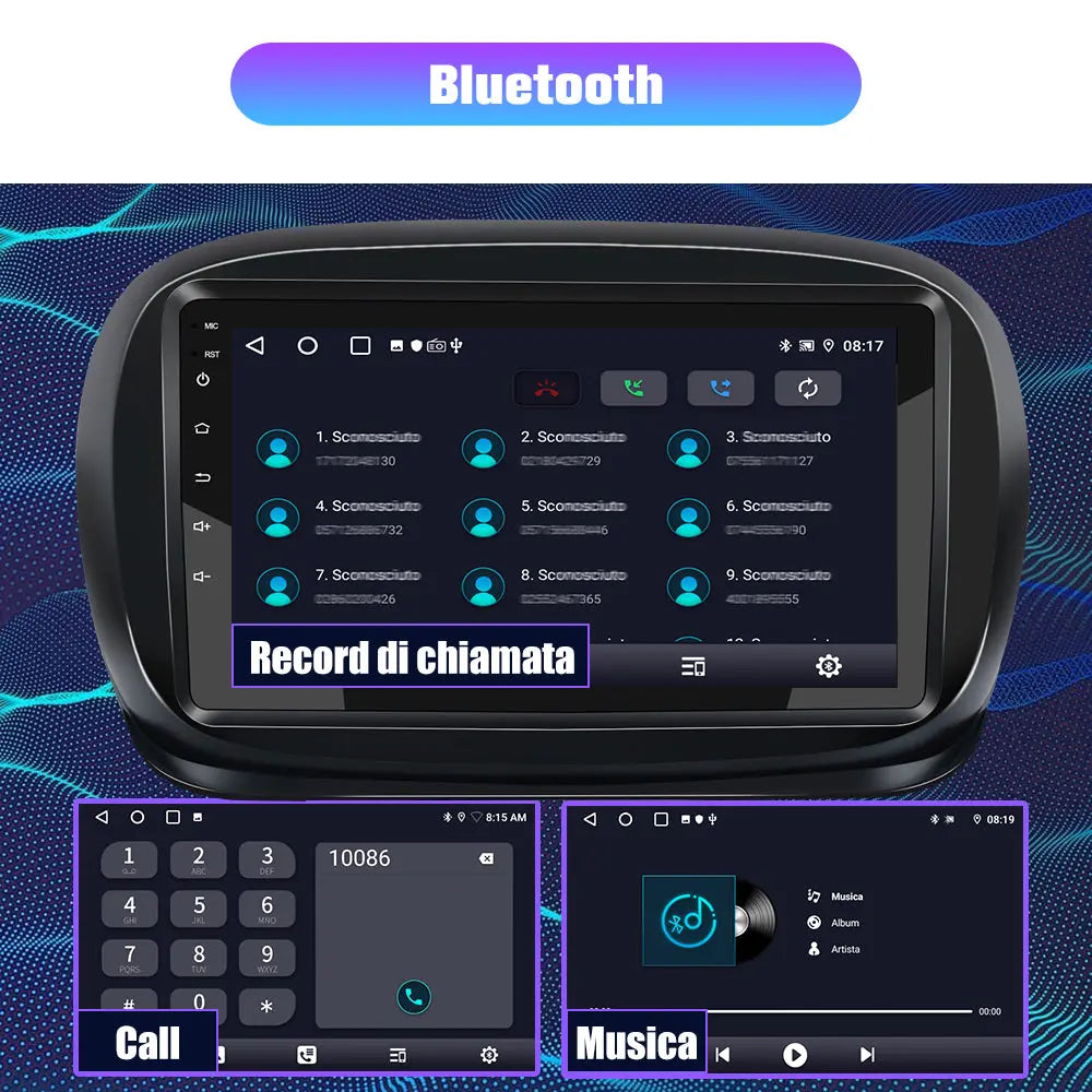 AWESAFE 9 Pollici Autoradio per Fiat 500X (2014-2020) Android 12 (2G+32GB) Car Radio con CarPlay/Android, Stereo con Bluetooth, Comandi al volante, Schermo diviso, GPS Navigazione AWESAFE