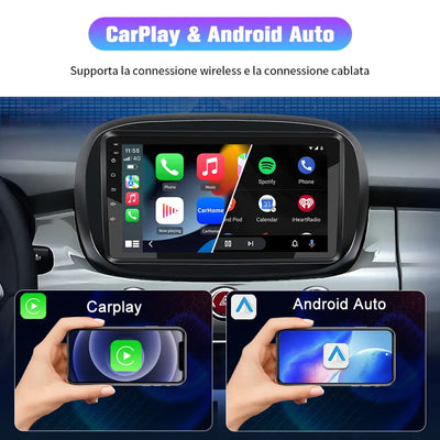AWESAFE 9 Pollici Autoradio per Fiat 500X (2014-2020) Android 12 (2G+32GB) Car Radio con CarPlay/Android, Stereo con Bluetooth, Comandi al volante, Schermo diviso, GPS Navigazione AWESAFE