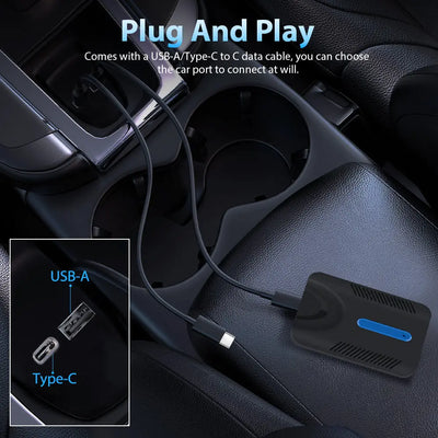 AWESAFE 4-in-1 Car Wireless Adapter for Factory Wired CarPlay/Android auto AirPlay/Mirror Link 2024 Upgrade Wireless Features Adapter Plug & Play with USB-A/C to C Cables AWESAFE