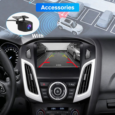 Car Radio for Ford Focus 2012-2017, 9 inch Touch Screen Android 15 Stereo with Bluetooth GPS Wireless CarPlay Andriod Auto [2GB+64GB] AWESAFE