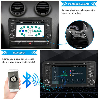 AWESAFE Android 11.0 [2GB+32GB] Radio Coche 7 Pulgadas con Pantalla Táctil 2 DIN para Audi A3/S3/RS3, Autoradio con Bluetooth/GPS/FM/CD DVD/USB/SD/WiFi/Carplay, Apoyo Mandos Volante y Aparcamiento AWESAFE