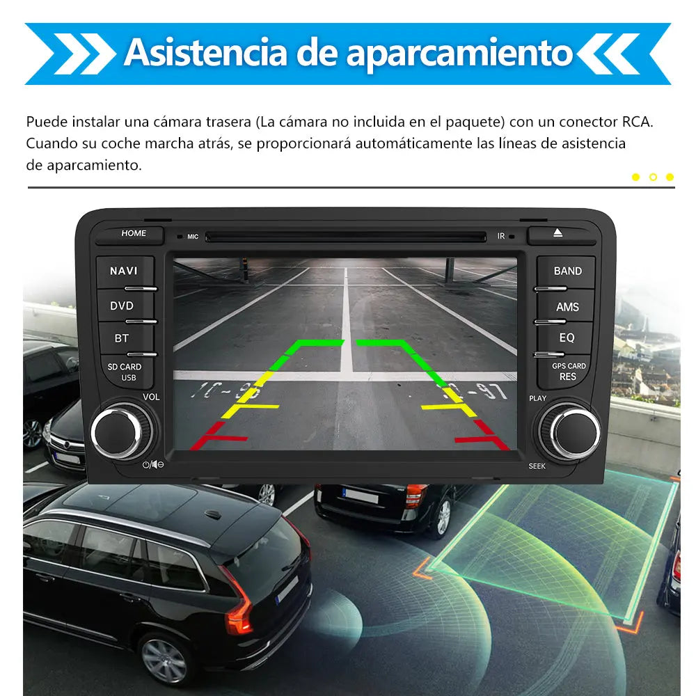 AWESAFE Android 11.0 [2GB+32GB] Radio Coche 7 Pulgadas con Pantalla Táctil 2 DIN para Audi A3/S3/RS3, Autoradio con Bluetooth/GPS/FM/CD DVD/USB/SD/WiFi/Carplay, Apoyo Mandos Volante y Aparcamiento AWESAFE