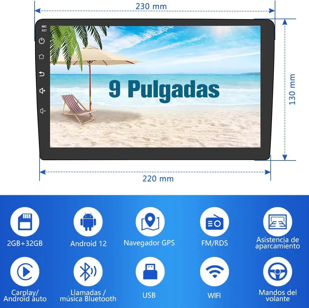 AWESAFE Android 12.0 [2GB+32GB] Radio Coche para Peugeot 207 2006-2015 con Carplay Inalámbrico/Android Auto, 9 Pulgadas Pantalla Táctil con Bluetooth/GPS/FM/WiFi/USB/DSP, Apoyo Mandos Volante AWESAFE