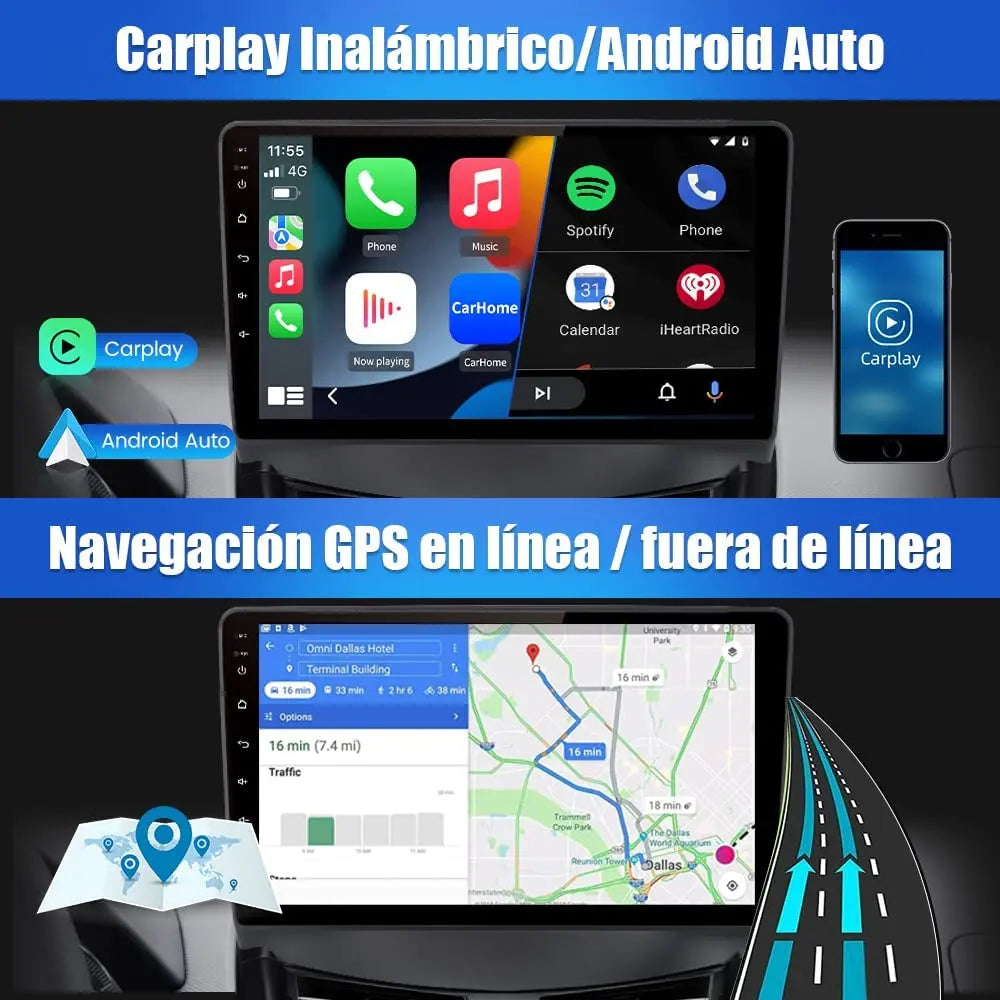 AWESAFE Android 12.0 [2GB+32GB] Radio Coche para Peugeot 207 2006-2015 con Carplay Inalámbrico/Android Auto, 9 Pulgadas Pantalla Táctil con Bluetooth/GPS/FM/WiFi/USB/DSP, Apoyo Mandos Volante AWESAFE