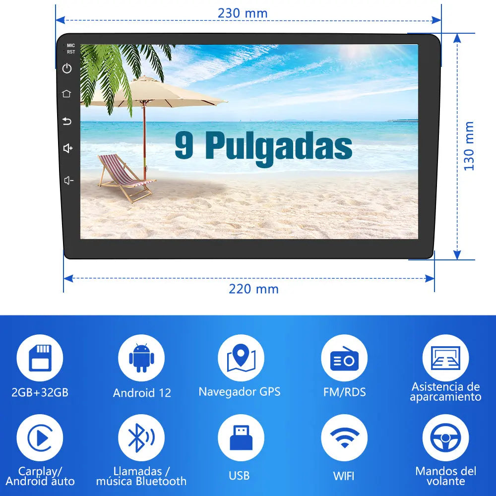 AWESAFE Android 12.0 [2GB+32GB] Radio Coche para Peugeot 307 SW CC 2002-2013 con Carplay Inalámbrico/Android Auto, 9 Pulgadas Pantalla Táctil con WiFi/GPS/FM/RDS/DSP,Apoyo Mandos Volante,Aparcamiento AWESAFE