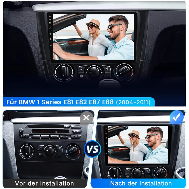 AWESAFE Android Radio mit Carplay/Android Auto Android 12 für BMW 1er E81/E82/E87/E88 2004-2011 9 Zoll Bildschirm mit Navi Bluetooth WiFi FM RDS Radio AWESAFE