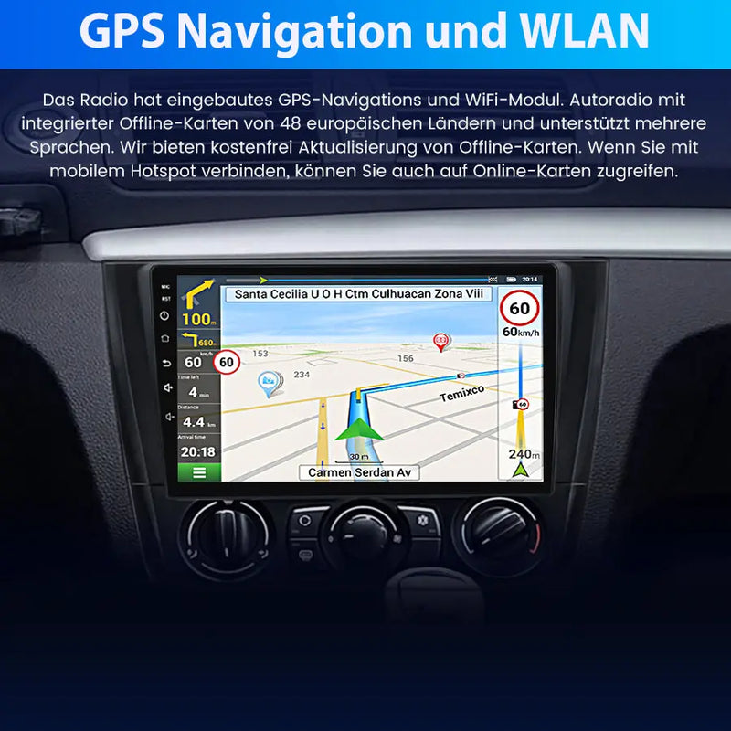 AWESAFE Android Radio mit Carplay/Android Auto Android 12 für BMW 1er E81/E82/E87/E88 2004-2011 9 Zoll Bildschirm mit Navi Bluetooth WiFi FM RDS Radio AWESAFE