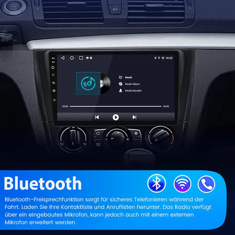 AWESAFE Android Radio mit Carplay/Android Auto Android 12 für BMW 1er E81/E82/E87/E88 2004-2011 9 Zoll Bildschirm mit Navi Bluetooth WiFi FM RDS Radio AWESAFE