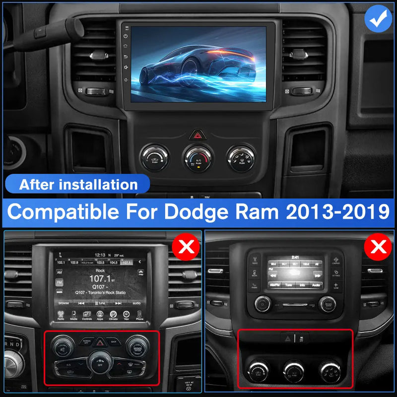 Andriod Car Radio Stereo for Dodge Ram 2013-2019 GPS Screen Upgrade Built in Carplay/Android Auto SWC BT AM/FM 2G RAM 32G ROM Head Unit AWESAFE