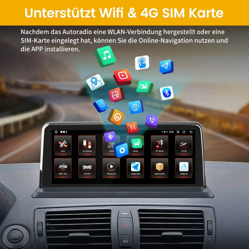 Android Radio für BMW 1 Serie E81 E82 E87 E882005-2012 mit Clc system Built in Carplay/Android Auto SWC BT AM/FM AWESAFE