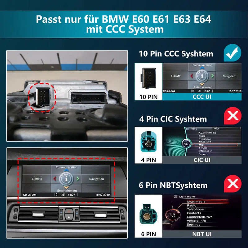 Android-Radio für BMW E60 E61 E63 E64 mit CCC-System Integriertes Carplay/Android Auto SWC BT AM/FM AWESAFE