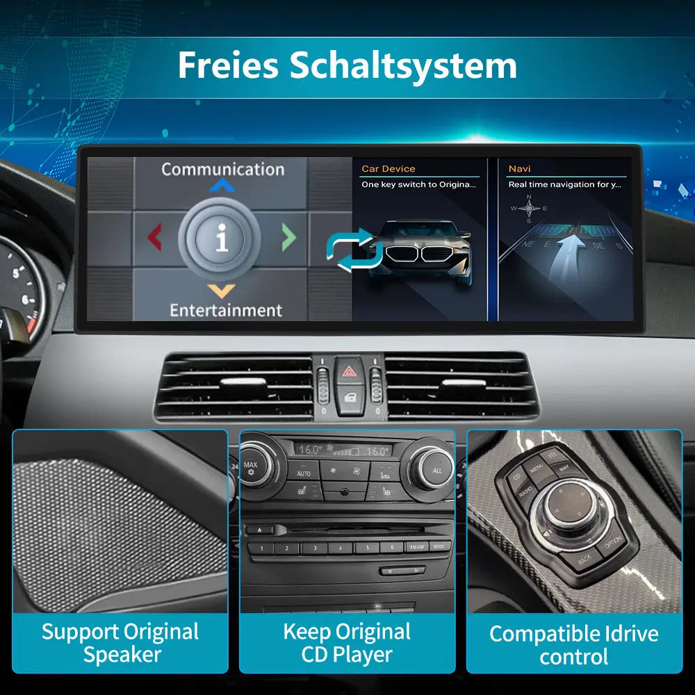 Android-Radio für BMW E60 E61 E63 E64 mit CCC-System Integriertes Carplay/Android Auto SWC BT AM/FM AWESAFE