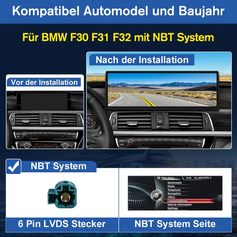 Android Radio Für BMW 3 Serie F30 F31 F34 4 Serie F32 F33 F36 (2013-2017) NBT System Built in Carplay/Android Auto SWC BT AM/FM AWESAFE