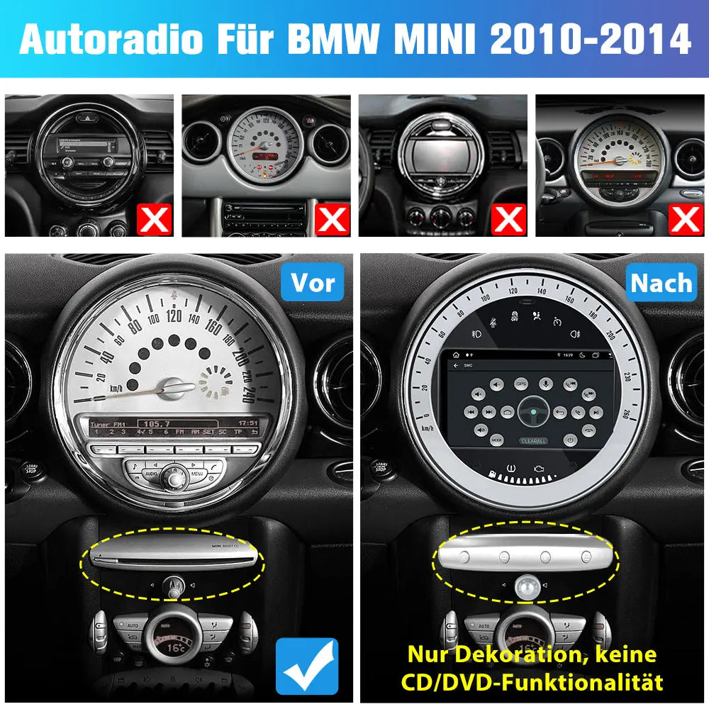 Android Radio Für BMW MINI (2010-2014) NBT System Built in Carplay/Android Auto SWC BT AM/FM AWESAFE