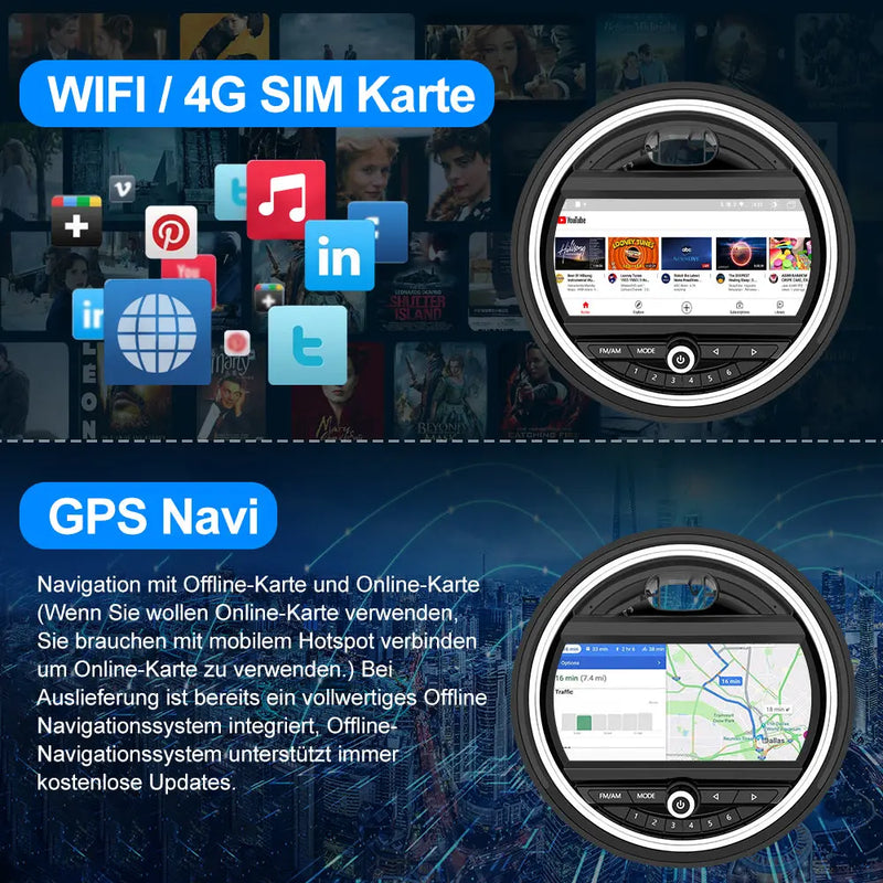 Android Radio Für BMW MINI (2010-2014) NBT System Built in Carplay/Android Auto SWC BT AM/FM AWESAFE