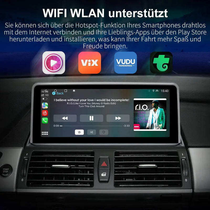 Android-Radio für BMW X5 E70 (2007-2009) mit CCC-System und BMW X6 E71 (2007-2009) mit CCC-System. Integriertes Carplay/Android Auto SWC BT AM/FM AWESAFE