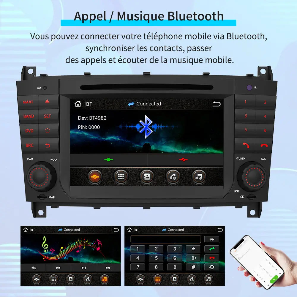 Radio Android pour Benz intégrée Carplay/Android Auto SWC BT AM/FM AWESAFE