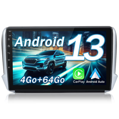 Radio Android Pour Peugeot208/2008 2012-2018 Carplay intégré/Android Auto SWC BT AM/FM AWESAFE