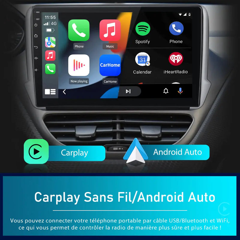 Radio Android Pour Peugeot208/2008 2012-2018 Carplay intégré/Android Auto SWC BT AM/FM AWESAFE