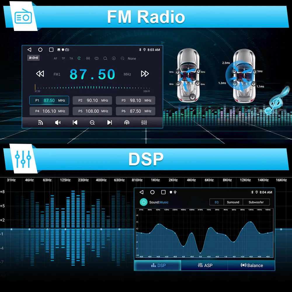 Radio Android Pour Peugeot 307 SW cc 2002-2013 Carplay intégré/Android Auto SWC BT AM/FM AWESAFE