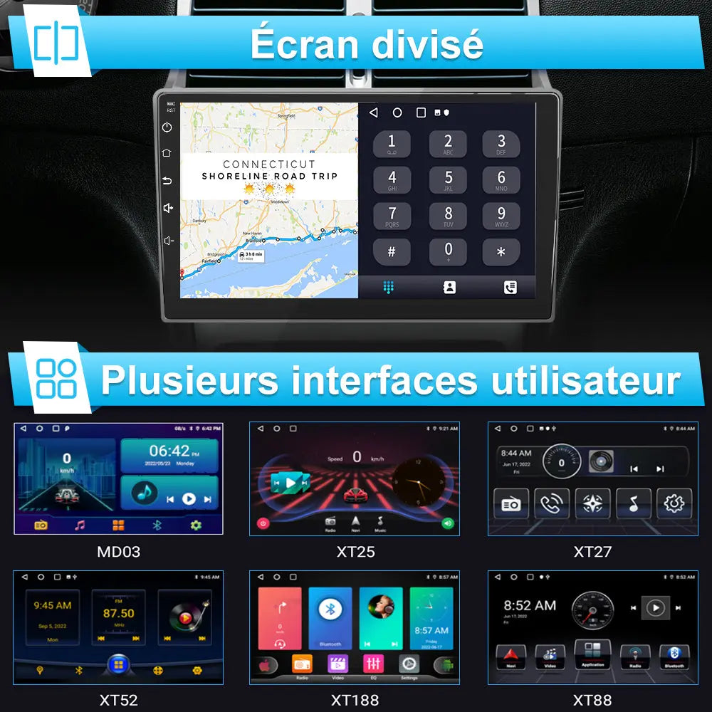 Radio Android Pour Peugeot 307 SW cc 2002-2013 Carplay intégré/Android Auto SWC BT AM/FM AWESAFE