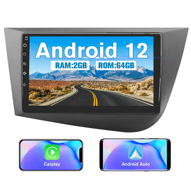 Radio Android Pour Seat Leon MK2 2005-2012 Carplay intégré/Android Auto SWC BT AM/FM AWESAFE